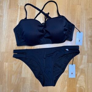 NWT Shade & Shore Black Bikini Swimwear Set 34D